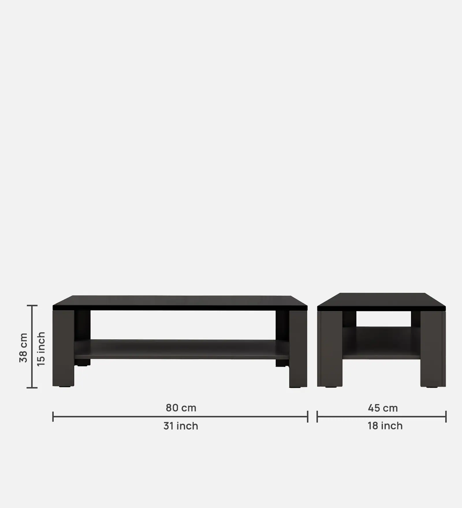 Orca Coffee Table in Black & Dark Grey Colour - Image 2